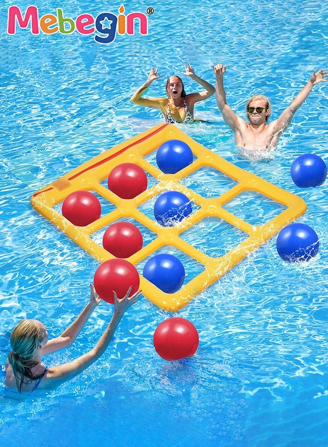 ميبيجين مجموعة ألعاب Tic Tac Toe العملاقة القابلة للنفخ مع 10 كرات، مجموعة ألعاب مسبح إبداعية وممتعة، لعبة مائية إبداعية متعددة اللاعبين، مناسبة لأي حفلة مسبح - Image 1
